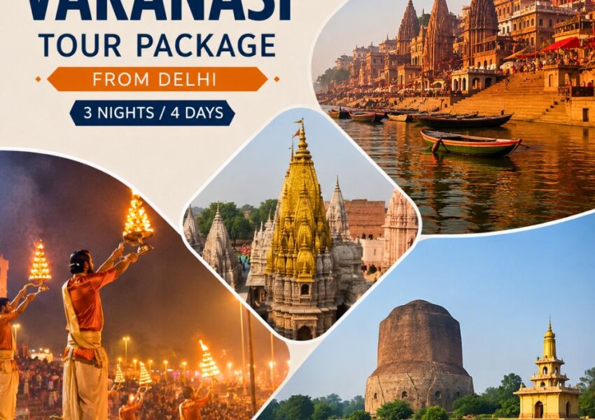 Varanasi Tour Package from Delhi featuring Kashi Vishwanath Temple, Dashashwamedh Ghat, Ganga Aarti, and Sarnath in Uttar Pradesh