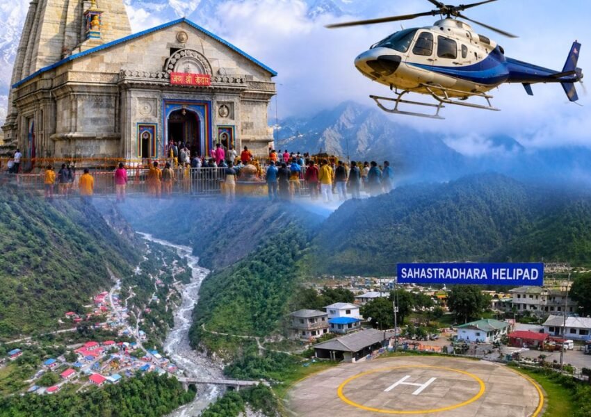 Kedarnath Temple and helicopter over the Himalayas for a private charter helicopter Yatra from Dehradun