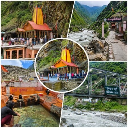 Yamunotri Tour Packages from Barkot featuring Yamunotri Temple, Surya Kund, Hanuman Chatti, Janki Chatti and scenic Himalayan valley views