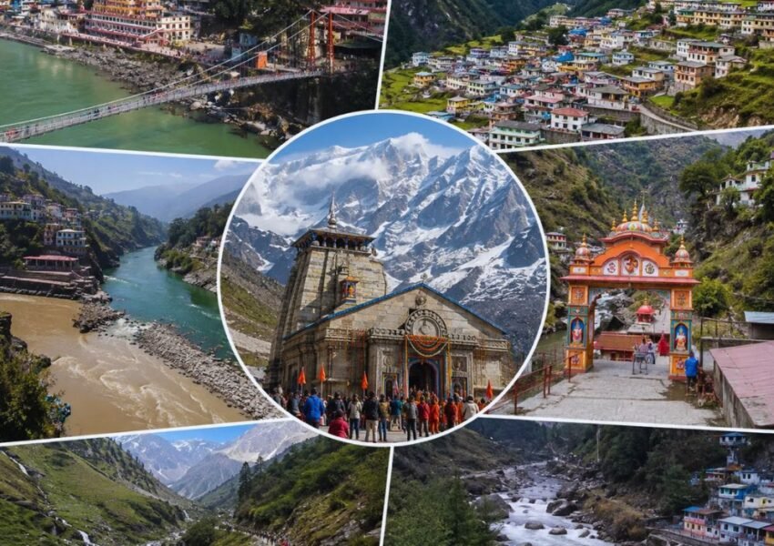 Kedarnath Group Tour Packages 2026 featuring Kedarnath Temple, Himalayan valleys, trekking route and pilgrimage landscapes