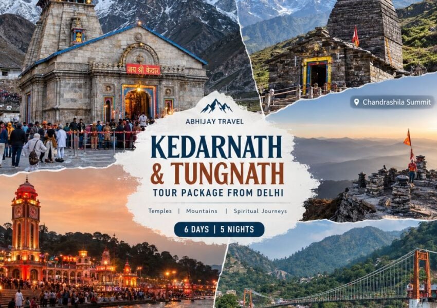 Kedarnath and Tungnath tour package from Delhi featuring Kedarnath Temple, Tungnath Temple, Chandrashila Summit, Har Ki Pauri and Rishikesh